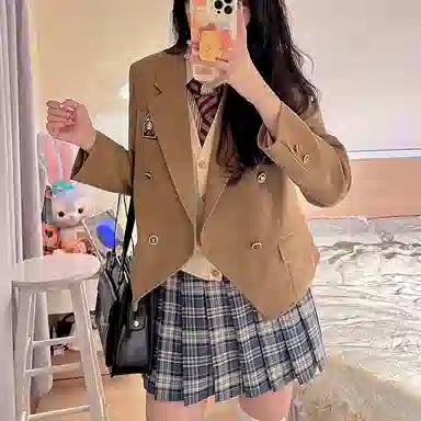 东鲸岁时记 纯色双排扣长袖西装外套 女款