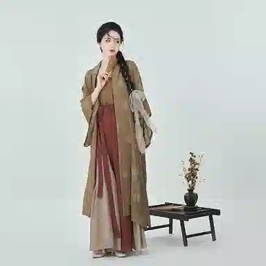 织造司 鸢茶 宋制长干寺半袖对襟长衫吊带改良三裥裙原创汉服 女款