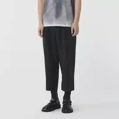 速写 纯色宽松八分休闲裤 男女同款