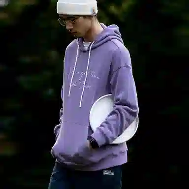 URBAN STANDARD Letter Embroidered Hoodie Purple