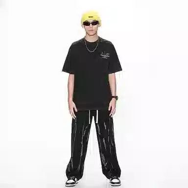 WHISTLEHUNTER Gothic Loose Washed T-Shirt Black