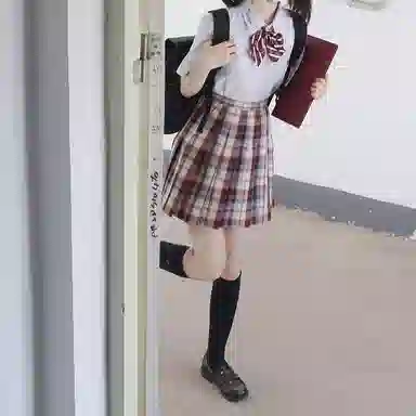 东鲸岁时记 高腰格子百褶半身裙 女款