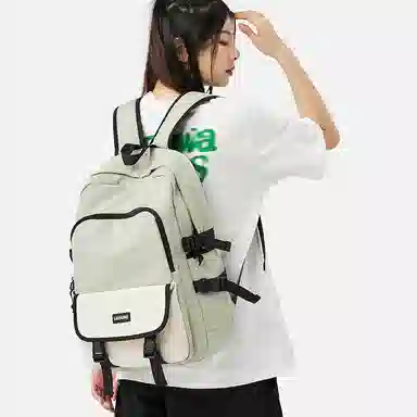 轻骑者 休闲百搭学生韩版旅游通勤户外运动 织物 旅行包书包背包双肩包 常规 男女同款情侣款 米白色/黑色/浅绿色/蓝色