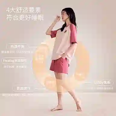 静韵 凉感型 草莓熊抱抱龙情侣睡衣女夏季薄款睡眠 家居套装 男士可外穿