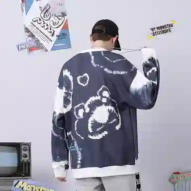 bt Graffiti Letter Print Cardigan Sweatshirt