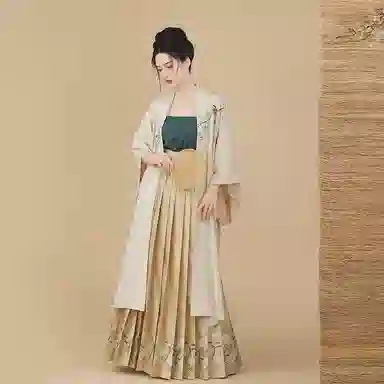 织造司 玉兰吱 长干寺吊带宋抹仿妆花百迭裙古风原创宋制七分袖动物图案汉服 女款