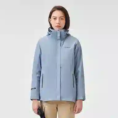 探路者 纯色拉链开衫连帽户外保暖三合一冲锋衣 女款