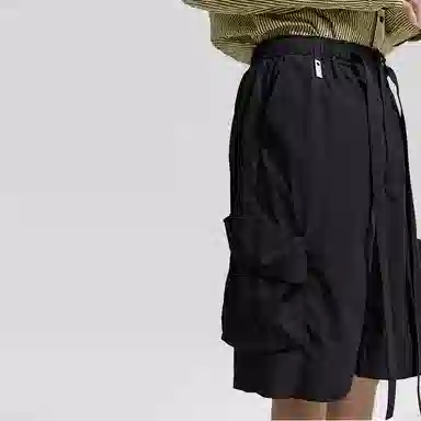 幻象者 纯色工装大口袋五分休闲短裤 男款 黑色