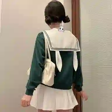 东鲸岁时记 小兔子装饰撞色休闲卫衣 女款 小兔子卫衣