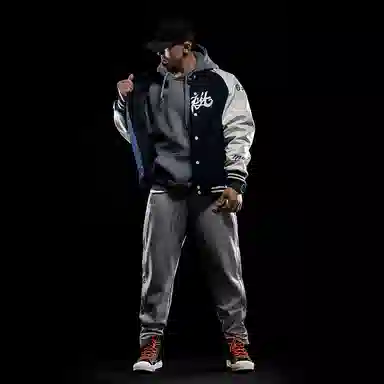 Monster Guardians Courage Series Retro Baseball Jacket Navy