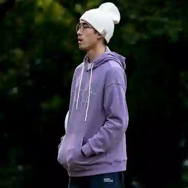 URBAN STANDARD Letter Embroidered Hoodie Purple