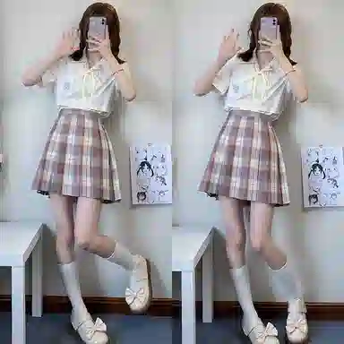 东鲸岁时记 格子制服百褶半身裙 女款