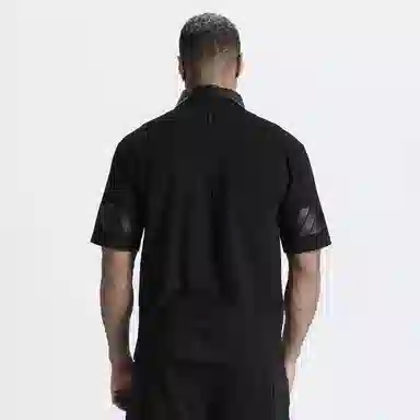 NORVINCY Letter Print Asymmetric Hem Polo Shirt