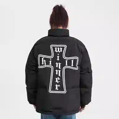 KILLWINNER Noah's Ark Cross Print Puffer Jacket