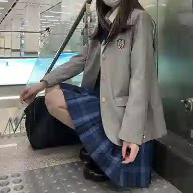 东鲸岁时记 格子高腰百褶短款制服裙装 津岚女高
