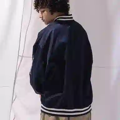 Nautica White Sail Logo Baseball Jacket