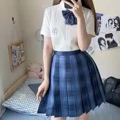 东鲸岁时记  格纹学院风短款百褶半身制服裙装 水梨町