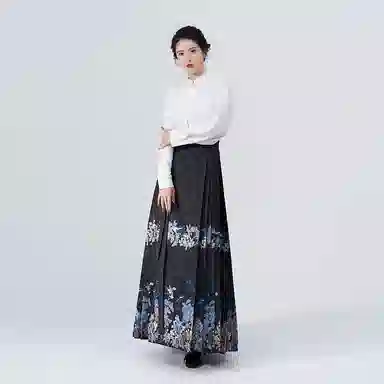 织造司 曲径幽兰 原创立领琵琶袖短袄通勤马面裙秋冬日常明制汉服 女款 黑色