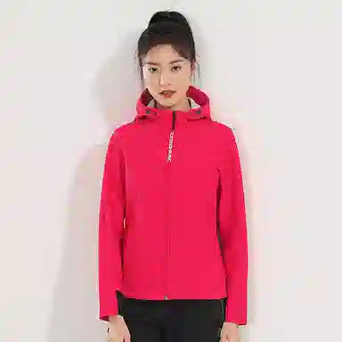 探路者 纯色拉链印花防风加绒软壳夹克 女款