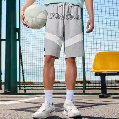 匹克 篮球文化系列 针织宽松运动篮球短裤 男款 花灰