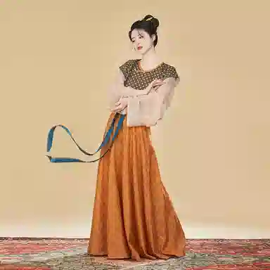 织造司 一骑红尘唐制褙子唐圆领齐腰八破长裙汉服 女款