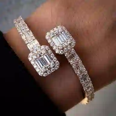 若觅 满钻 嘻哈 合金 锆石 手镯 男款