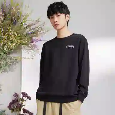 特步 纯色宽松圆领套头卫衣 女款