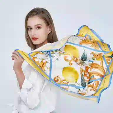 桑蚕丝丝巾送礼袋春夏贵气搭配品牌真丝方巾送礼蚕丝丝巾  女款