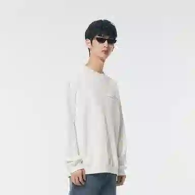 速写 几何图案亮片拼接宽松圆领套头长袖卫衣 男女同款