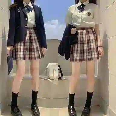 东鲸岁时记 高腰格子百褶半身裙 女款