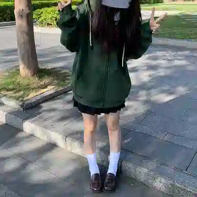 东鲸岁时记 纯色拉链宽松字母刺绣加绒开衫连帽卫衣 女款