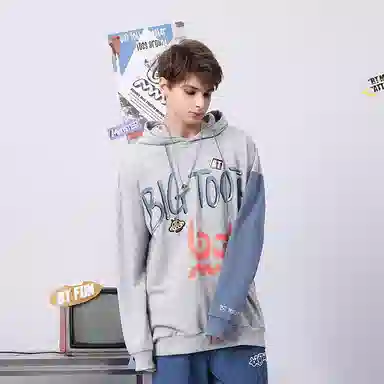 bt Colorblock Letter Print Hoodie