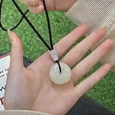 月斐 珠宝 平安扣编绳 古风国潮 平安顺遂 玻璃 项链 男女同款情侣款 青白玉色