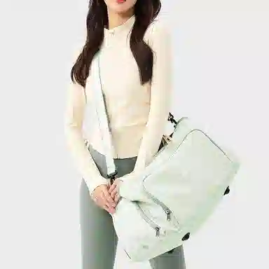 轻骑者 潮流大容量运动健身游泳便携旅游外出露营内置干湿分离独立鞋仓 织物 旅行包斜挎包健身包 大号 男女同款情侣款 米白