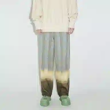 速写 拼接扎染复古水洗做旧牛仔裤 男女同款