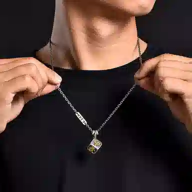 IDEAGEMER 925 Silver Dice Necklace