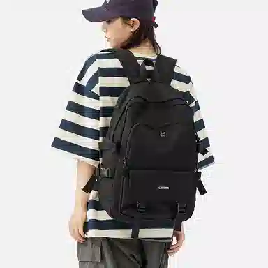 轻骑者 休闲百搭学生韩版旅游通勤户外运动 织物 旅行包书包背包双肩包 常规 男女同款情侣款 米白色/黑色/浅绿色/蓝色