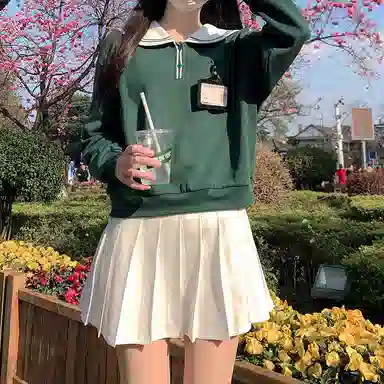 东鲸岁时记 小兔子装饰撞色休闲卫衣 女款 小兔子卫衣