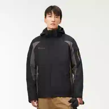 探路者 字母印花抓绒可脱卸两件套防泼水防寒冲锋衣 男款
