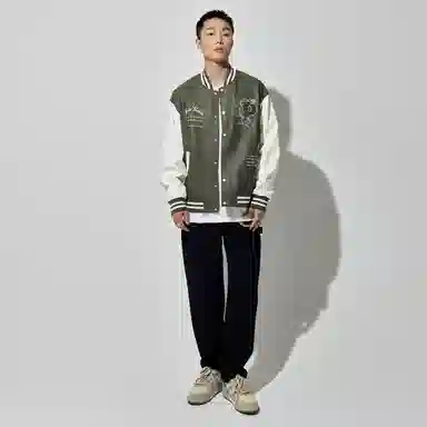 PEACEBIRD MEN Varsity Jacket Green