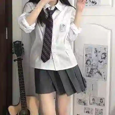 东鲸岁时记 纯色翻领单排扣长袖 紫川附中衬衫 女款