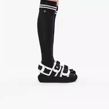 SMFK Cross Fur Platform Sandals