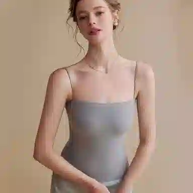 内在密码 纯色带胸垫一字领无袖吊带背心 女款