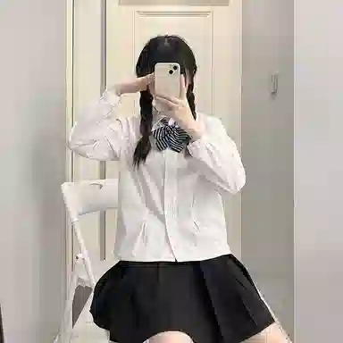 东鲸岁时记 纯色翻领单排扣长袖 紫川附中衬衫 女款