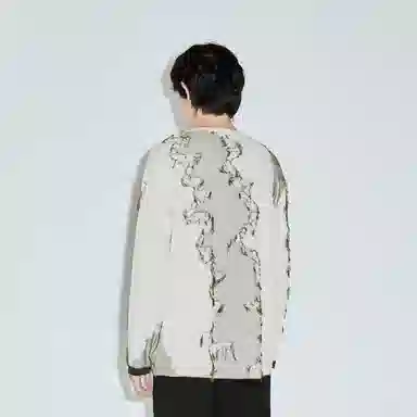 速写 撞色拼接长袖套头毛衣 男女同款