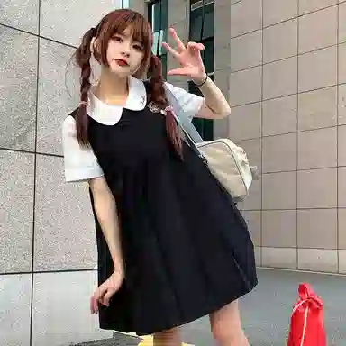 东鲸岁时记 圆领褶皱刺绣无袖连衣裙 女款