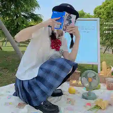 东鲸岁时记  格纹学院风短款百褶半身制服裙装 水梨町