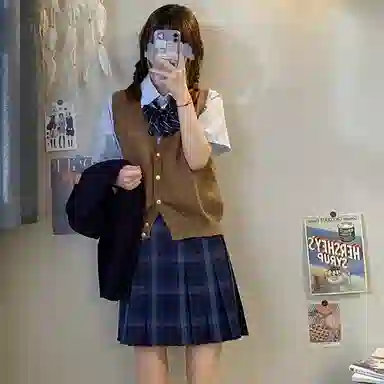 东鲸岁时记 格子高腰百褶短款制服裙装 津岚女高