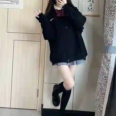 东鲸岁时记 纯色拉链宽松字母刺绣加绒开衫连帽卫衣 女款