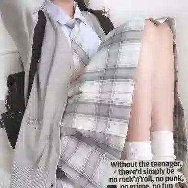 东鲸岁时记 格纹百褶高腰半身裙 女款